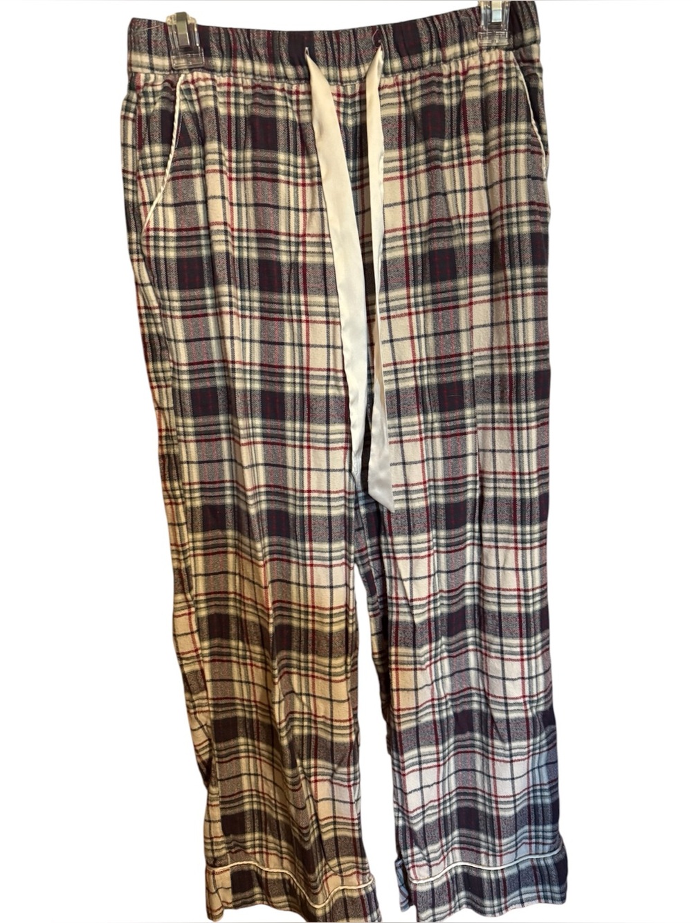 Abercrombie & fitch Men's Plaid Drawstring Lounge sleep Pants small black Cream